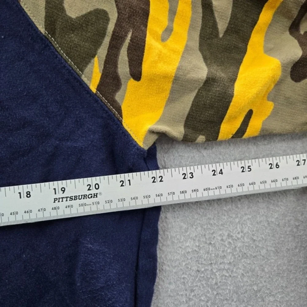 True Religion Men Sweatshirt Medium Blue Camo Terry‎ Hoodie Logo Pockets
